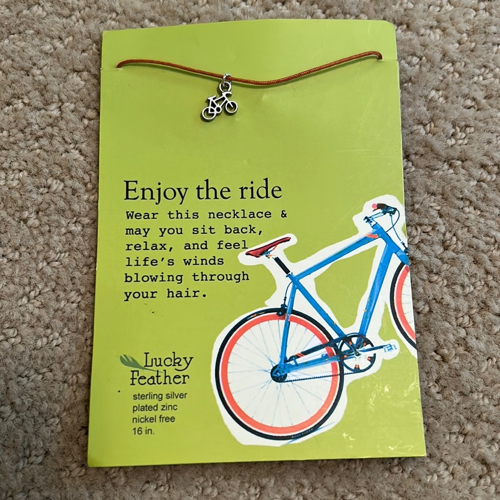 16” Sterling Silver Plated Bicycle Charm Necklace on Cord